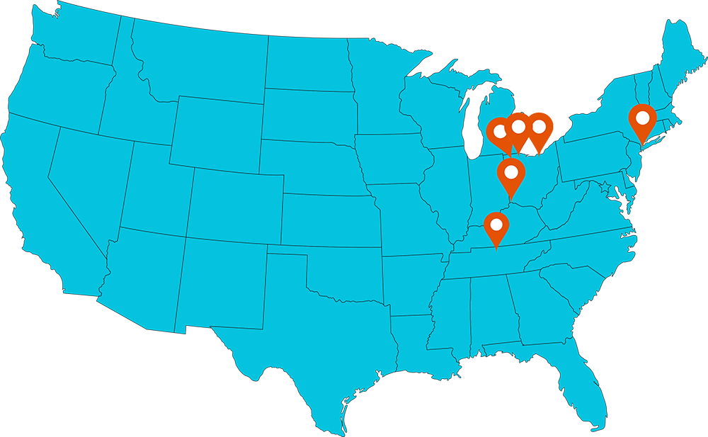 united states map with endevis locations